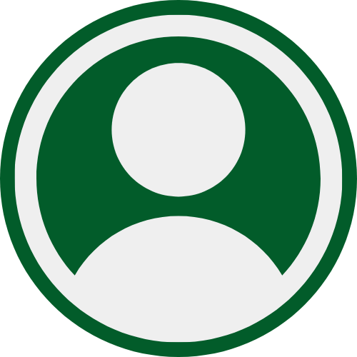 A green and white circle with an image of a person in the middle.